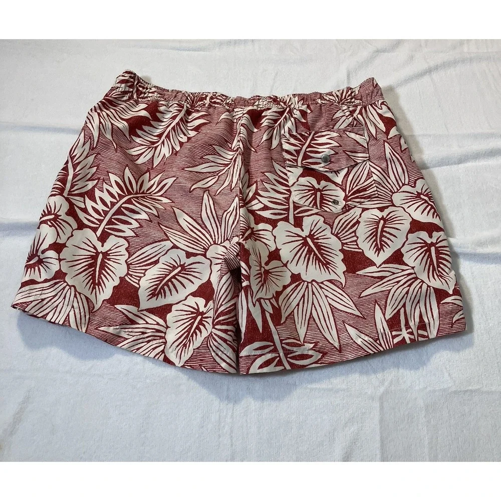 Janie and Jack Reyn Spooner Men XL Kipuka Swim Trunks Red Hawaiian Tropical NWOT